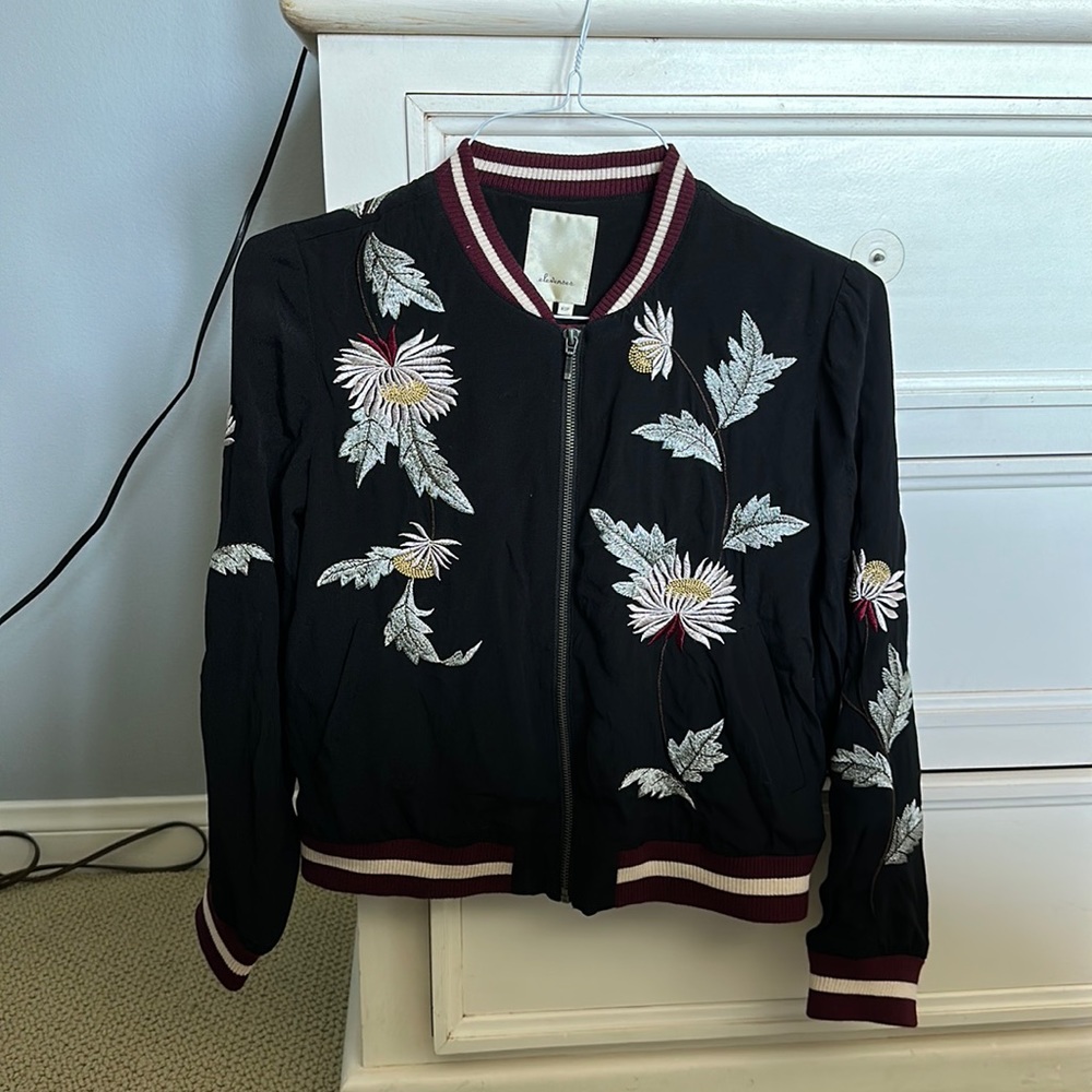 Elevenses ANTHROPOLOGIE embroidered bomber XS
